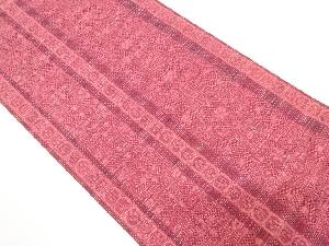 縞に華紋織り出し　袋帯